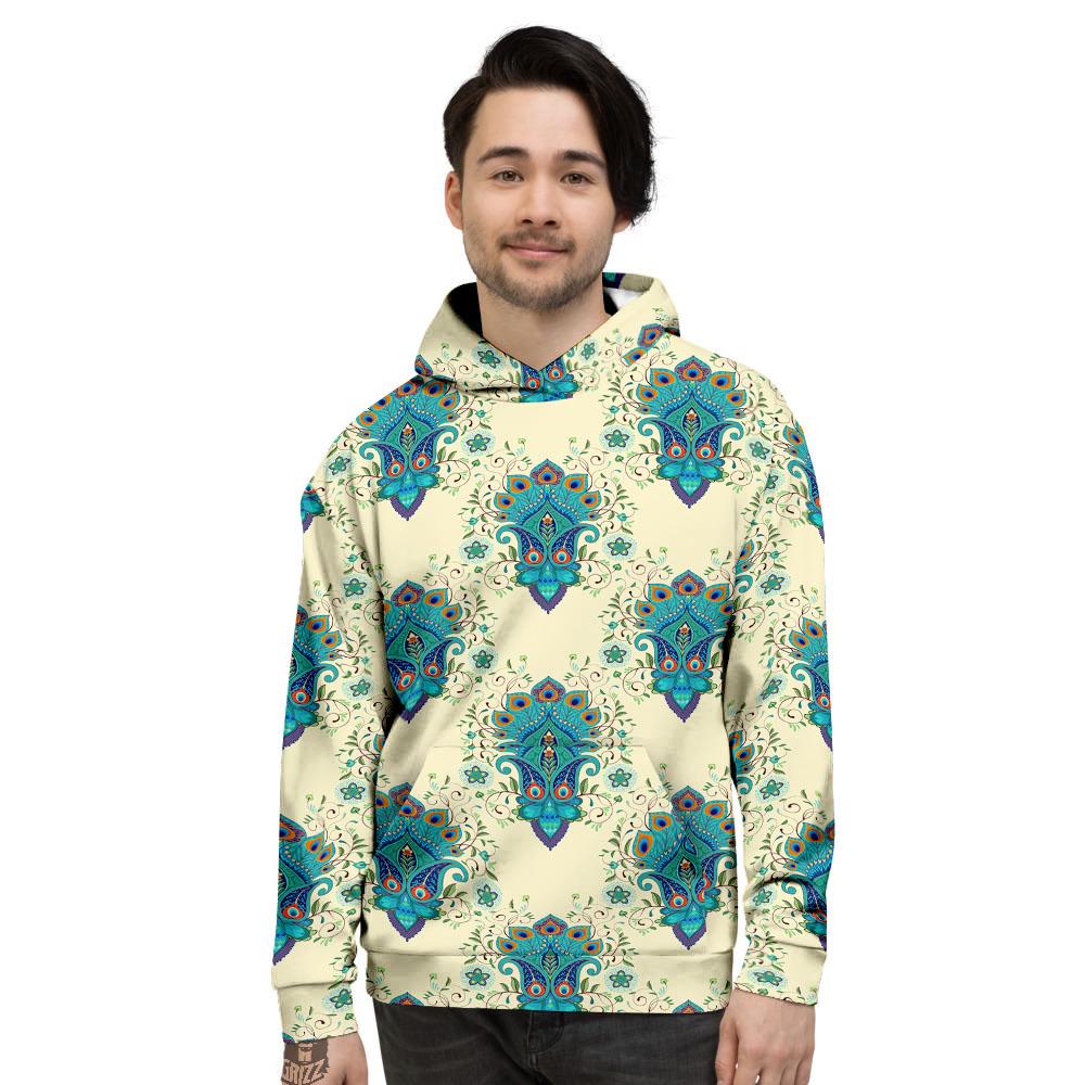 Peacock Feather Vintage Print Pattern Men's Hoodie-grizzshop