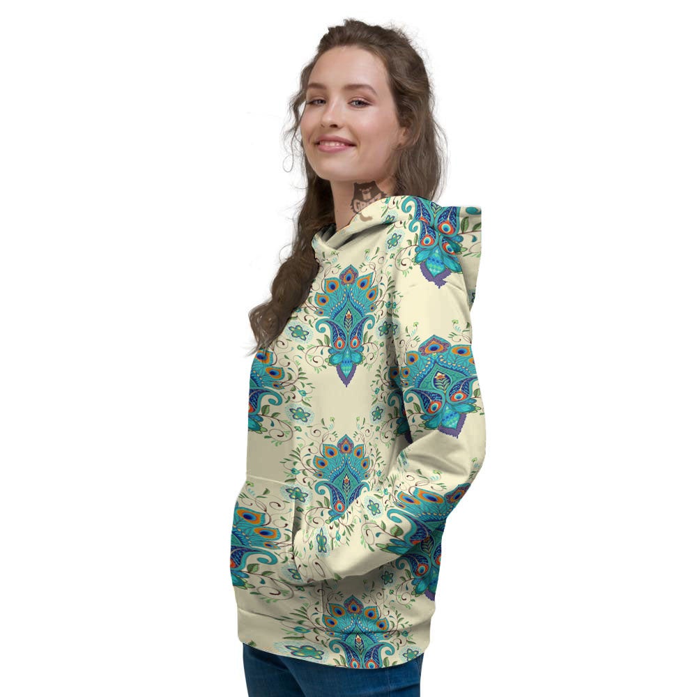 Peacock Feather Vintage Print Pattern Women's Hoodie-grizzshop
