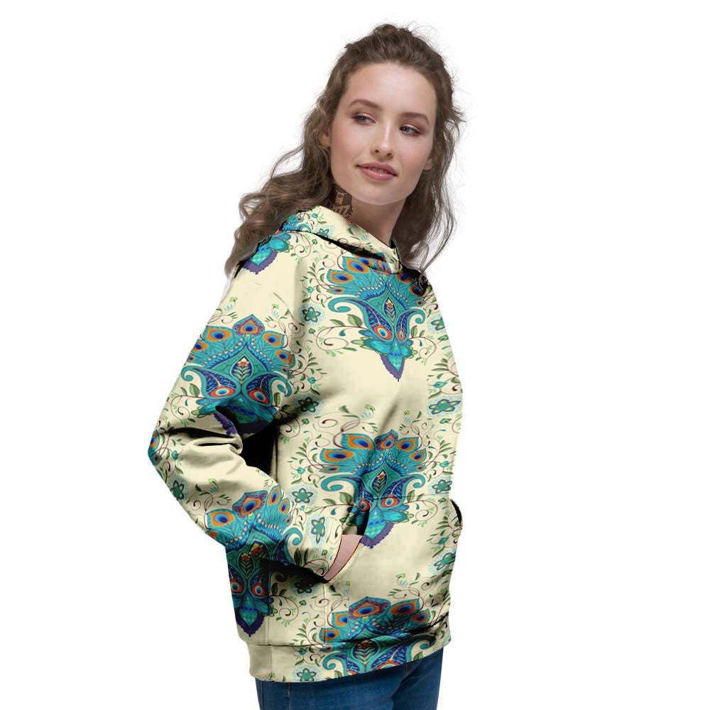 Peacock Feather Vintage Print Pattern Women's Hoodie-grizzshop