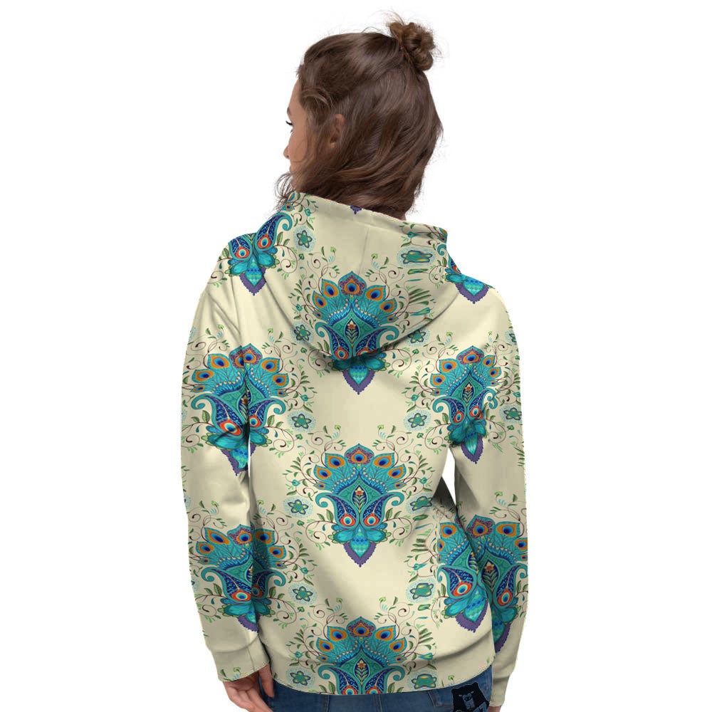 Peacock Feather Vintage Print Pattern Women's Hoodie-grizzshop