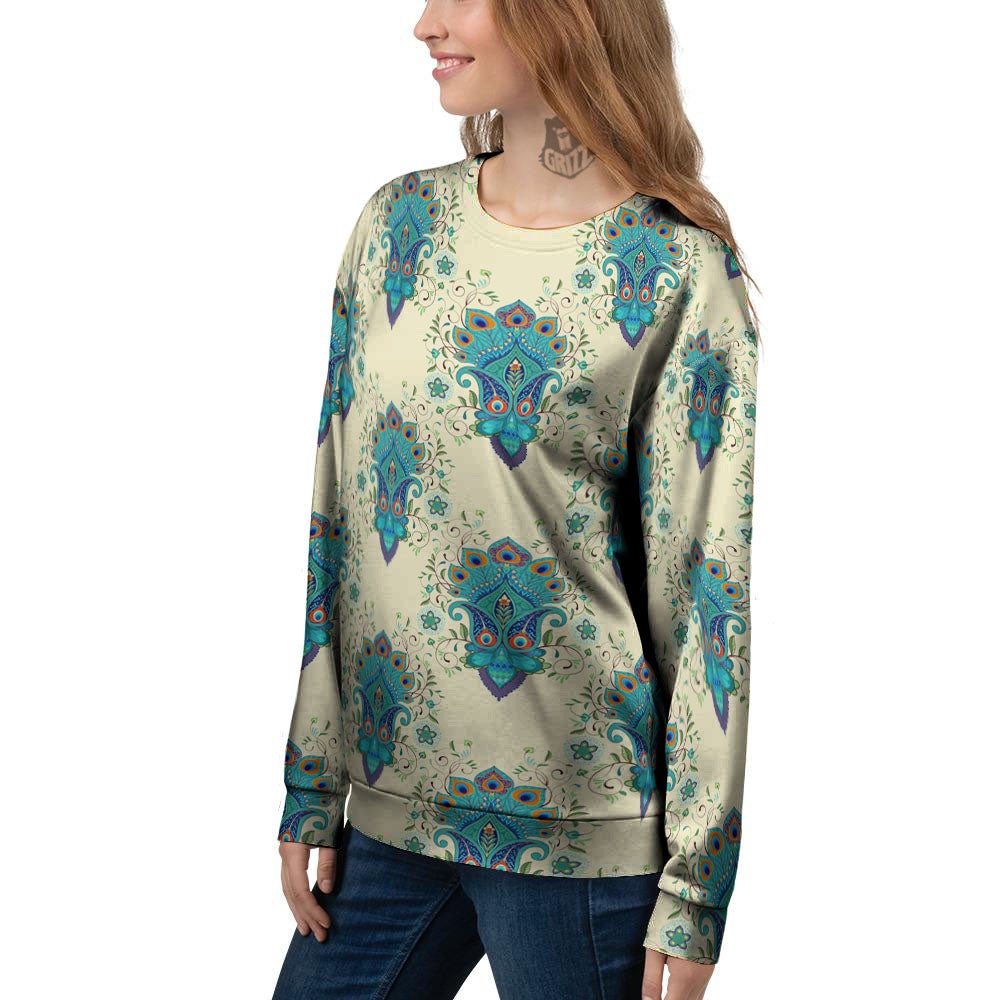 Peacock Feather Vintage Print Pattern Women's Sweatshirt-grizzshop