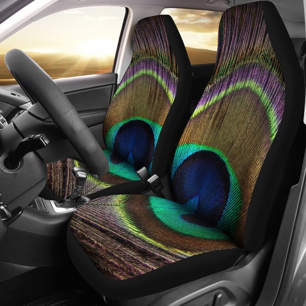 Peacock Pattern Print Universal Fit Car Seat Cover-grizzshop