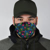 Peacock Rose Feather Pattern Print Face Mask-grizzshop