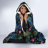 Peacock Rose Feather Pattern Print Hooded Blanket-grizzshop