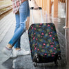 Peacock Rose Feather Pattern Print Luggage Cover Protector-grizzshop