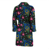 Peacock Rose Feather Pattern Print Men Long Robe-grizzshop