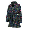 Peacock Rose Feather Pattern Print Women Long Robe-grizzshop