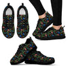 Peacock Rose Pattern Print Black Sneaker Shoes For Men Women-grizzshop