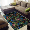 Peacock Rose Pattern Print Floor Mat-grizzshop