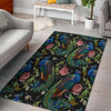 Peacock Rose Pattern Print Floor Mat-grizzshop