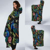 Peacock Rose Pattern Print Hooded Blanket-grizzshop