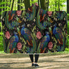 Peacock Rose Pattern Print Hooded Blanket-grizzshop