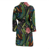 Peacock Rose Pattern Print Men Long Robe-grizzshop