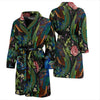 Peacock Rose Pattern Print Men Long Robe-grizzshop