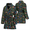 Peacock Rose Pattern Print Women Long Robe-grizzshop