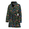 Peacock Rose Pattern Print Women Long Robe-grizzshop