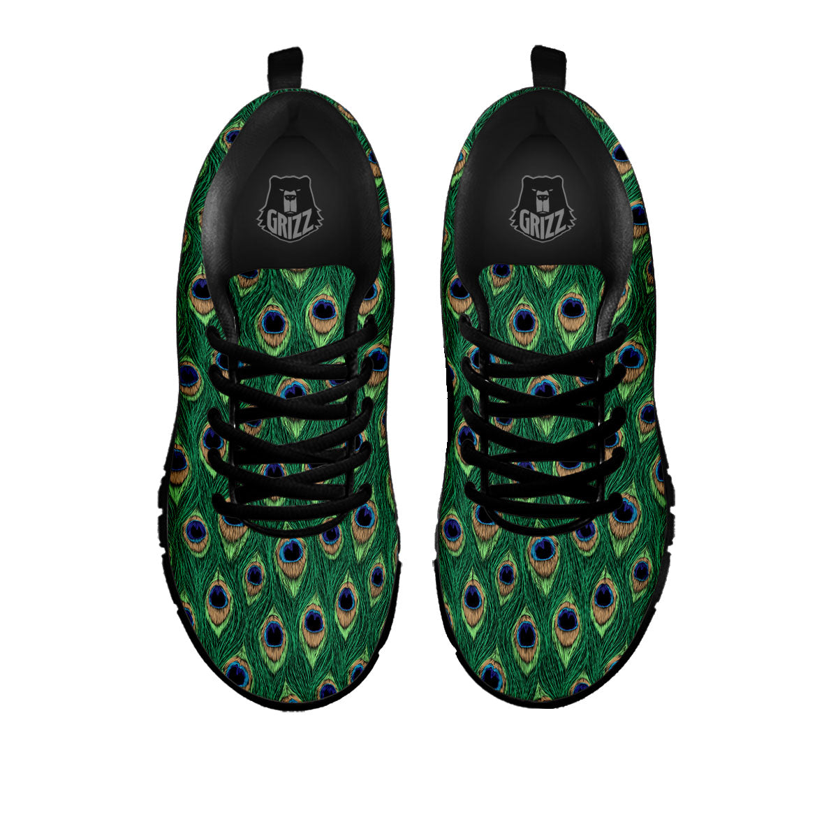 Peacock Tail Print Black Sneaker-grizzshop