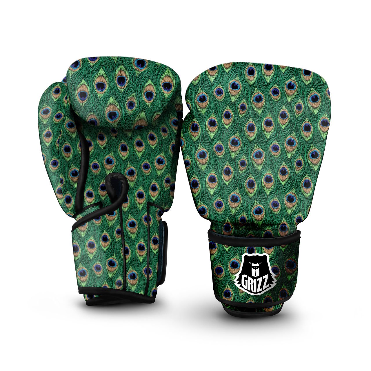 Peacock Tail Print Boxing Gloves-grizzshop