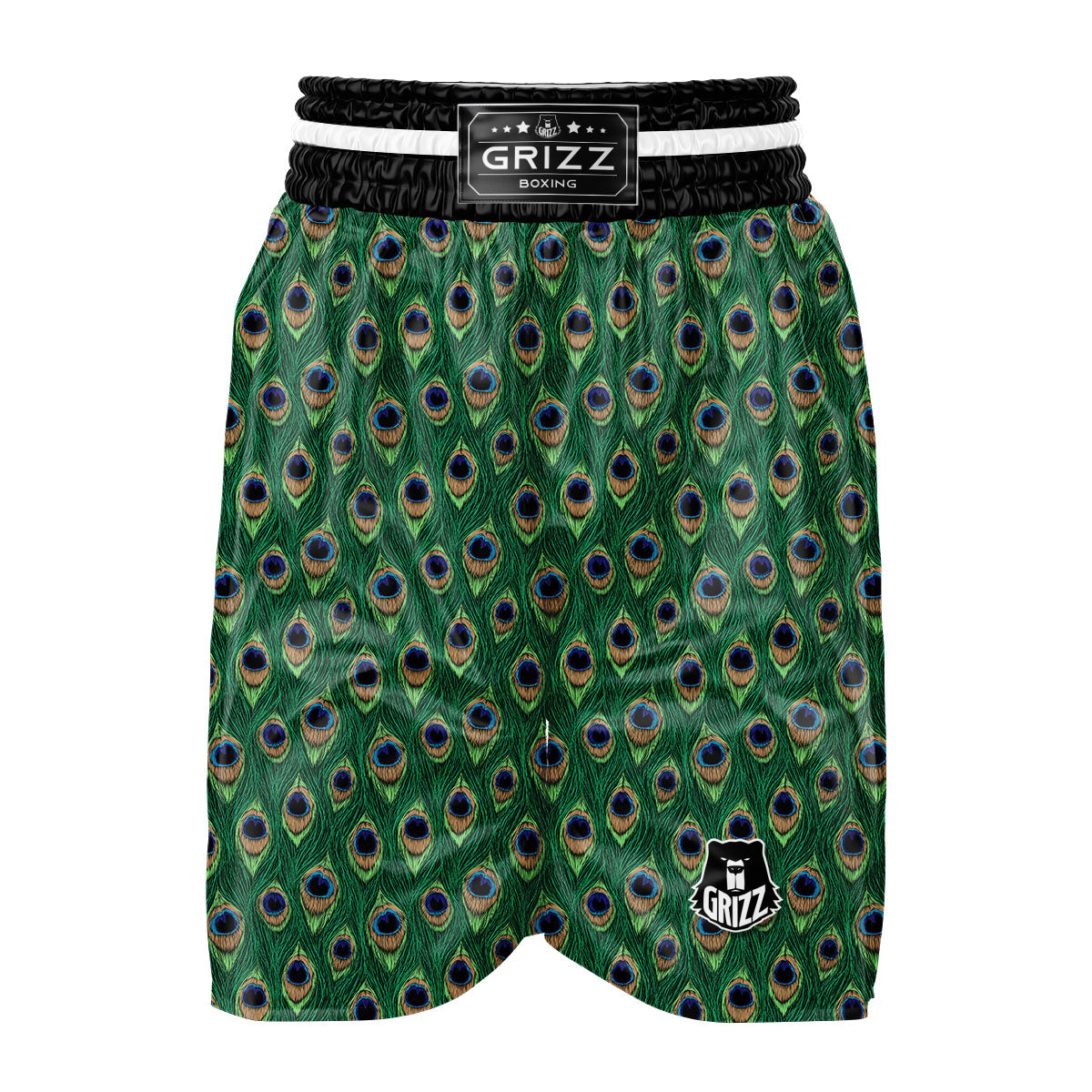 Peacock Tail Print Boxing Shorts-grizzshop