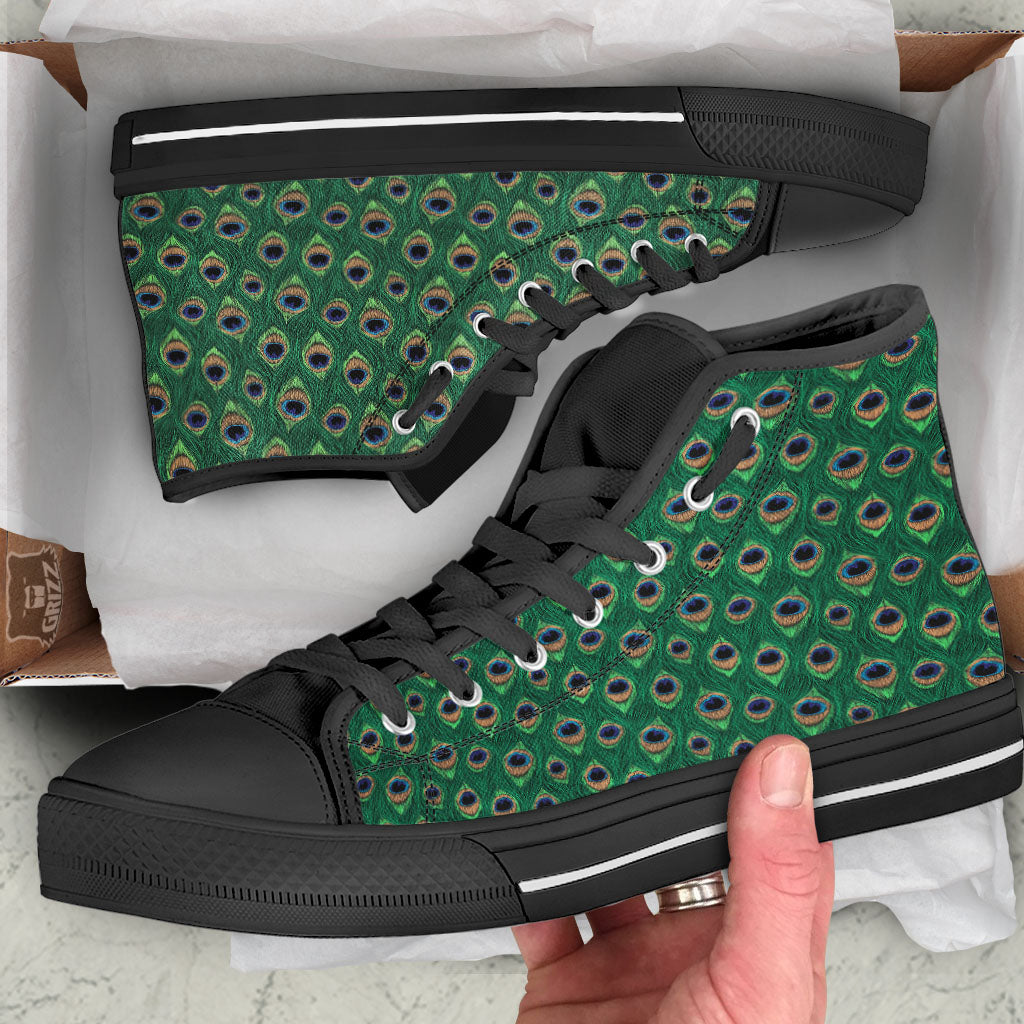 Peacock Tail Print High Top Shoes-grizzshop