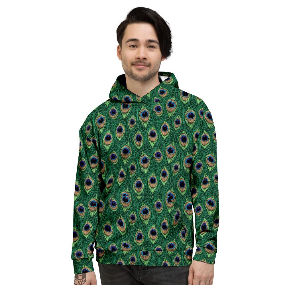 Peacock Tail Print Men's Hoodie-grizzshop