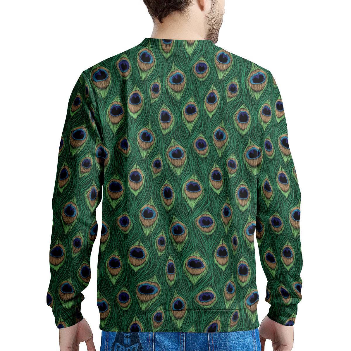 Peacock Tail Print Men's Sweatshirt-grizzshop