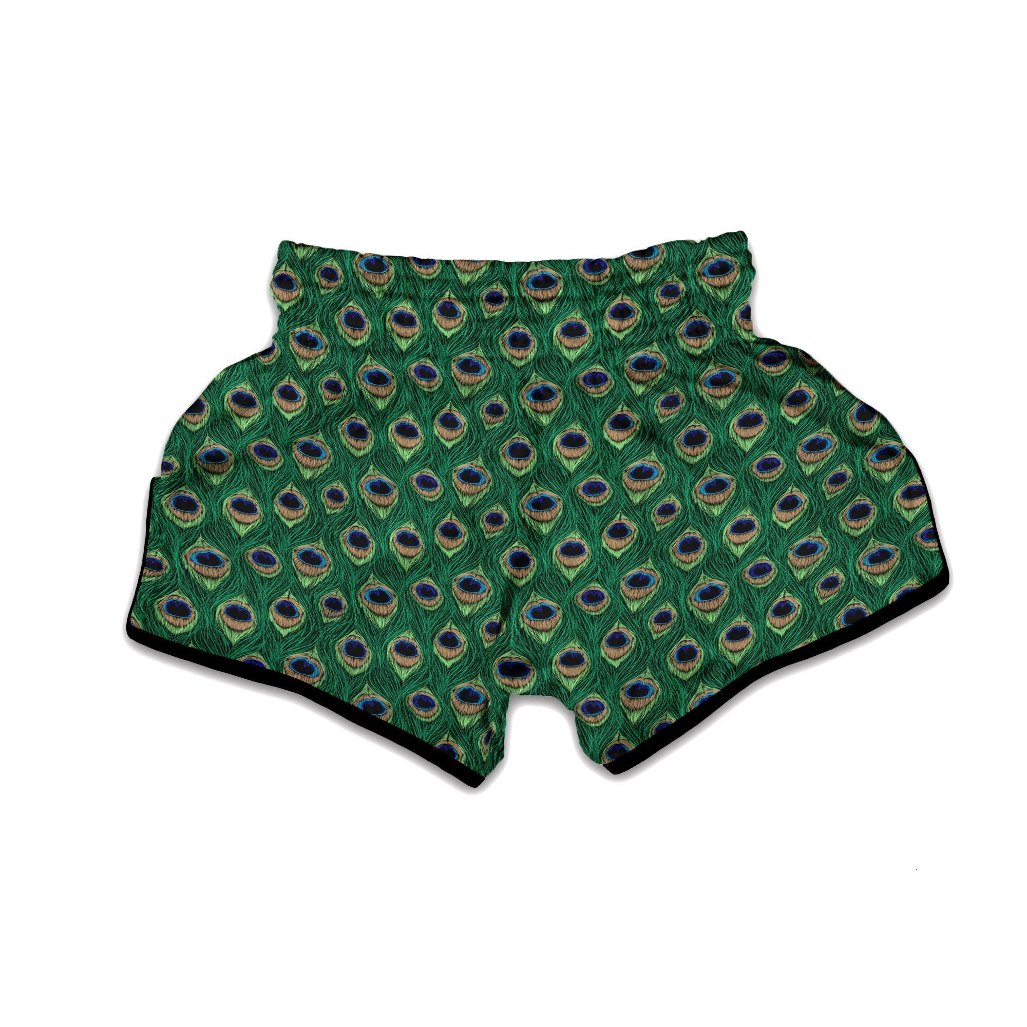 Peacock Tail Print Muay Thai Boxing Shorts-grizzshop