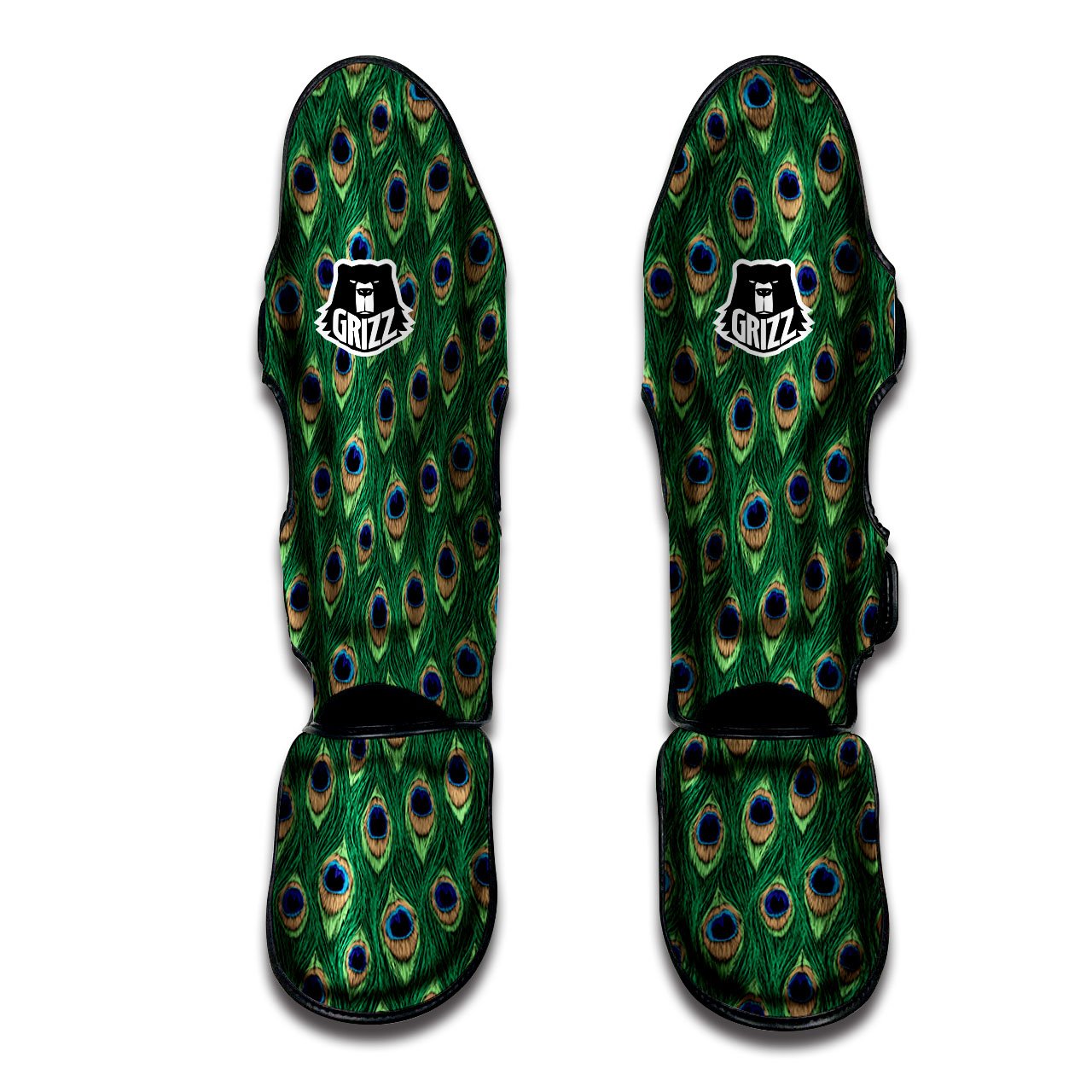 Peacock Tail Print Muay Thai Shin Guards-grizzshop