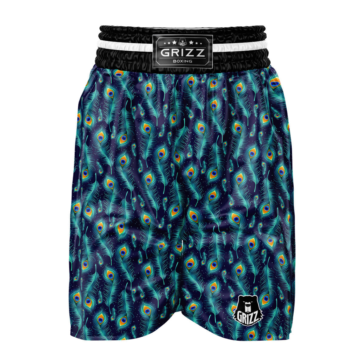 Peacock Tail Print Pattern Boxing Shorts-grizzshop