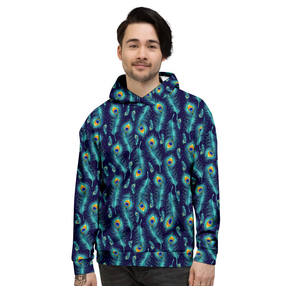 Peacock Tail Print Pattern Men's Hoodie-grizzshop