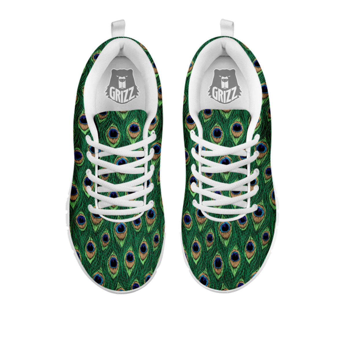 Peacock Tail Print White Sneaker-grizzshop