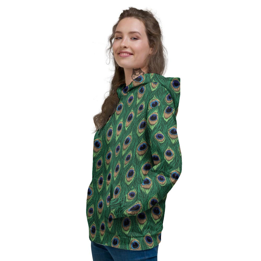 Peacock Tail Print Women's Hoodie-grizzshop