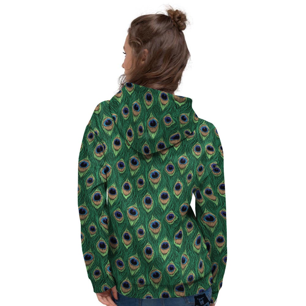 Peacock Tail Print Women's Hoodie-grizzshop
