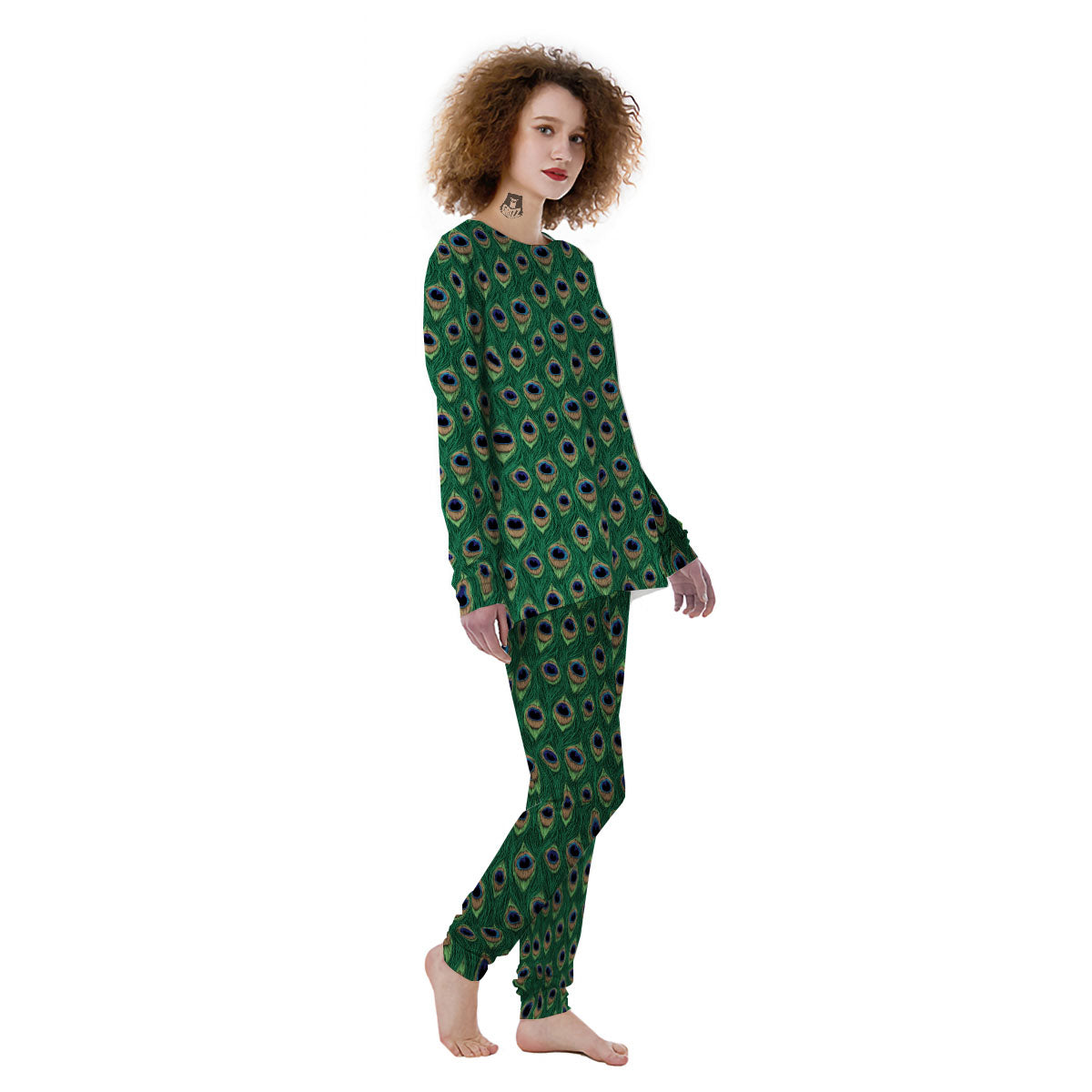 Peacock Tail Print Women's Pajamas-grizzshop