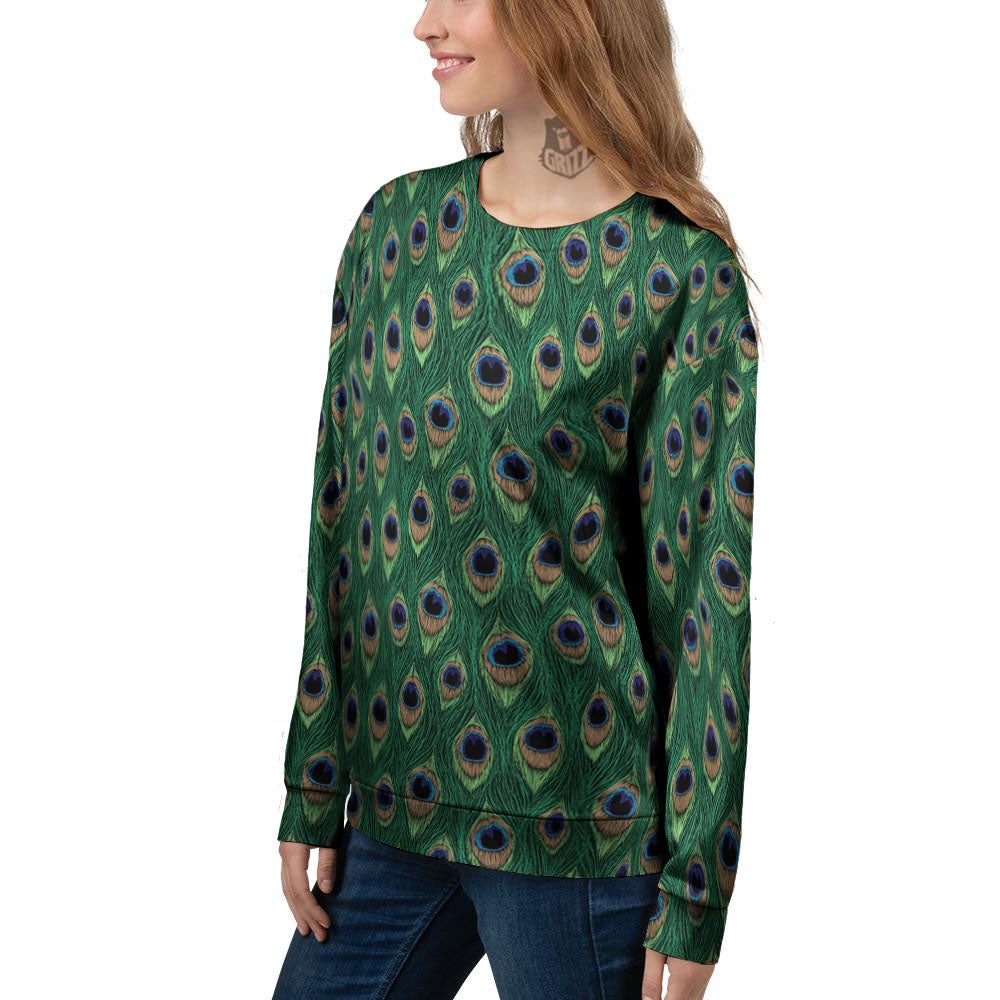 Peacock Tail Print Women's Sweatshirt-grizzshop