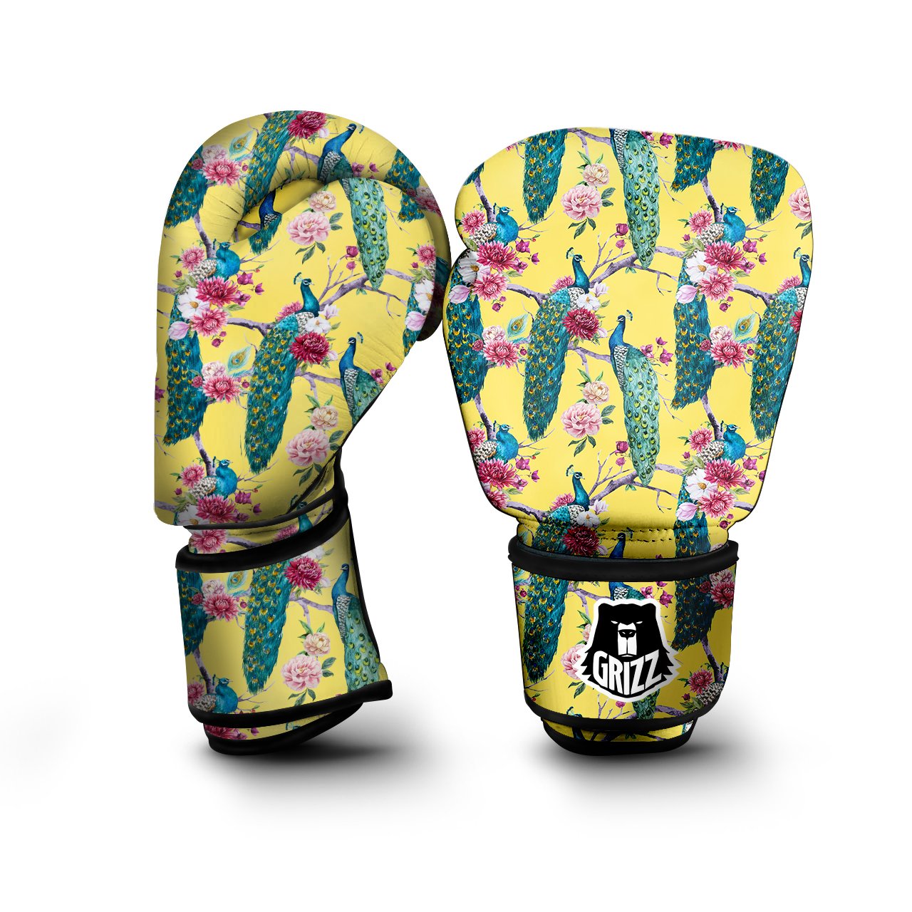 Peacock Vintage Watercolor Print Pattern Boxing Gloves-grizzshop