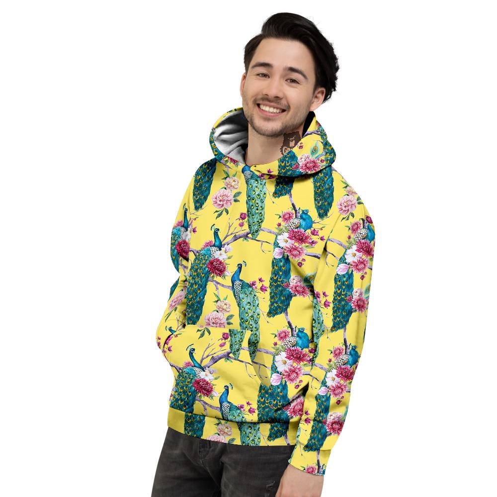 Peacock Vintage Watercolor Print Pattern Men's Hoodie-grizzshop
