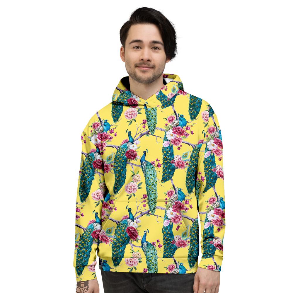 Peacock Vintage Watercolor Print Pattern Men's Hoodie-grizzshop