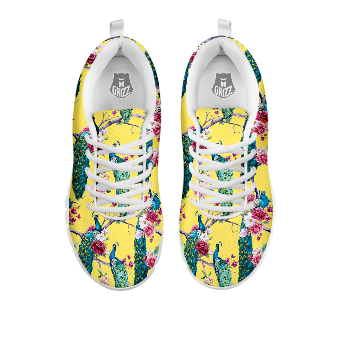 Peacock Vintage Watercolor Print Pattern White Sneaker-grizzshop