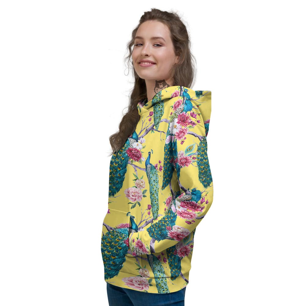Peacock Vintage Watercolor Print Pattern Women's Hoodie-grizzshop