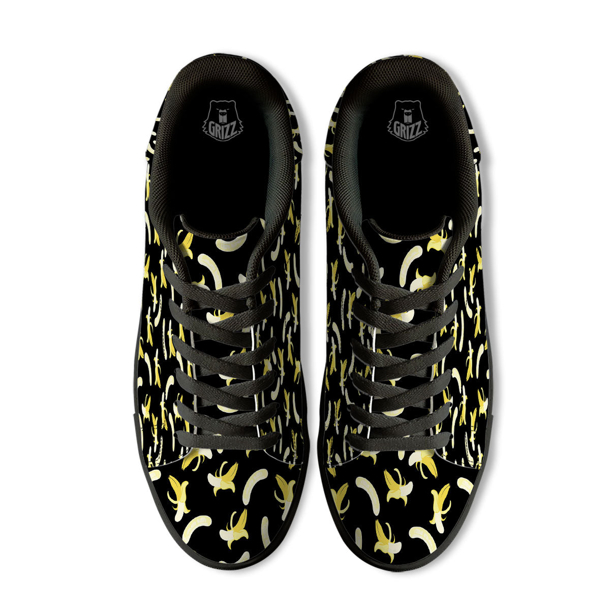 Peeled Banana Print Pattern Black Low Top Sneakers-grizzshop
