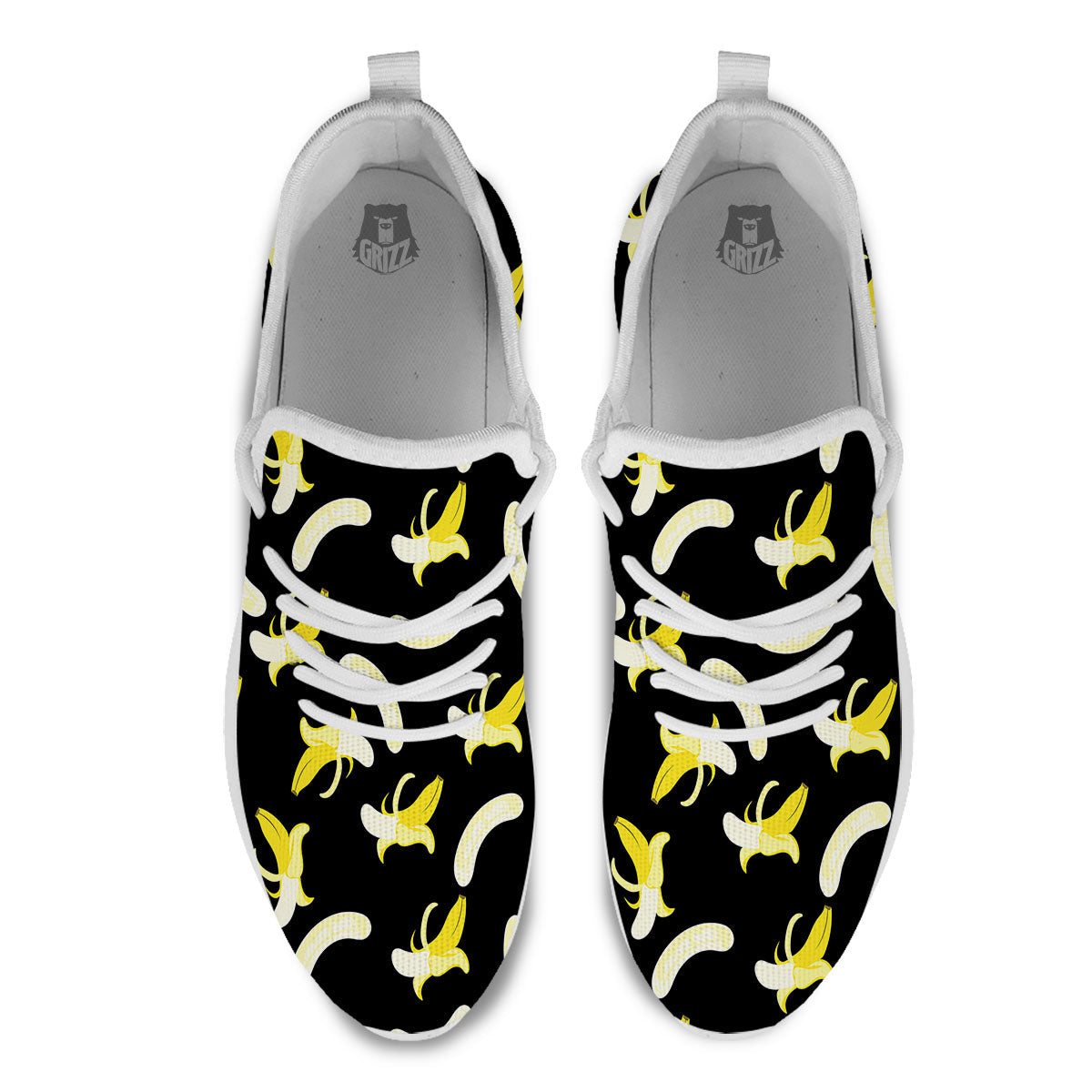 Peeled Banana Print Pattern White Athletic Shoes-grizzshop