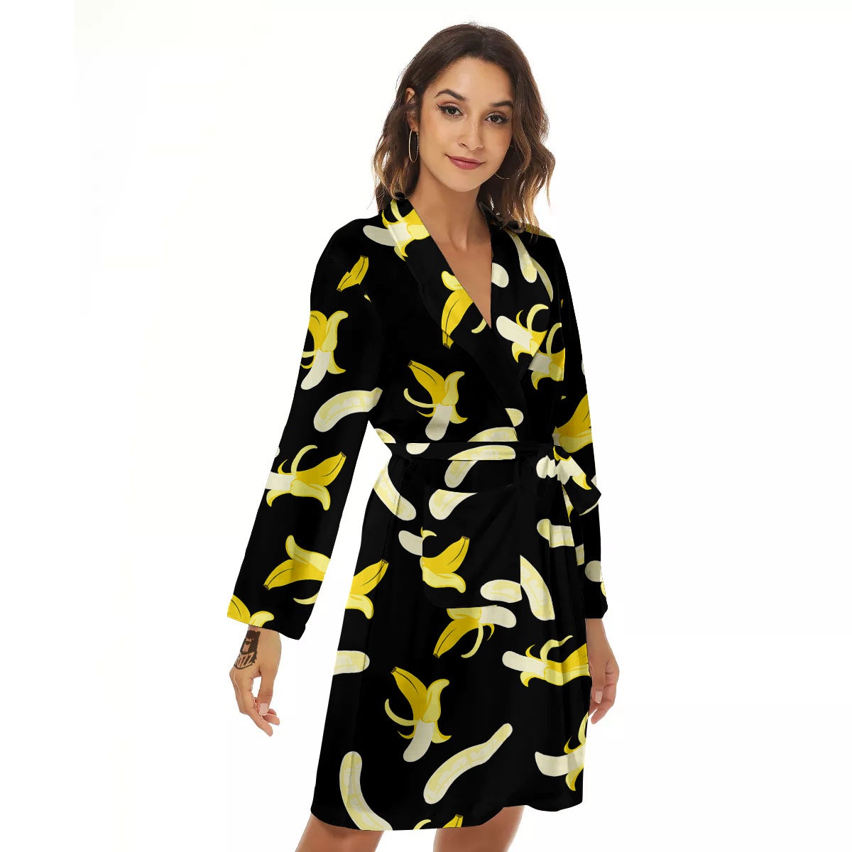 Peeled Banana Print Pattern Women's Robe-grizzshop