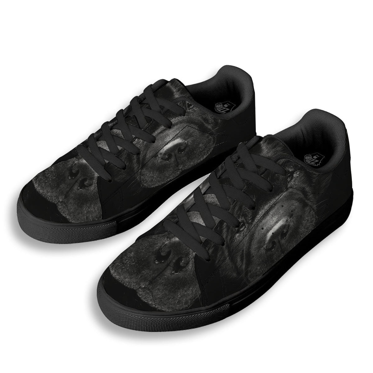 Pei Shar Monochrome Print Black Low Top Sneakers-grizzshop