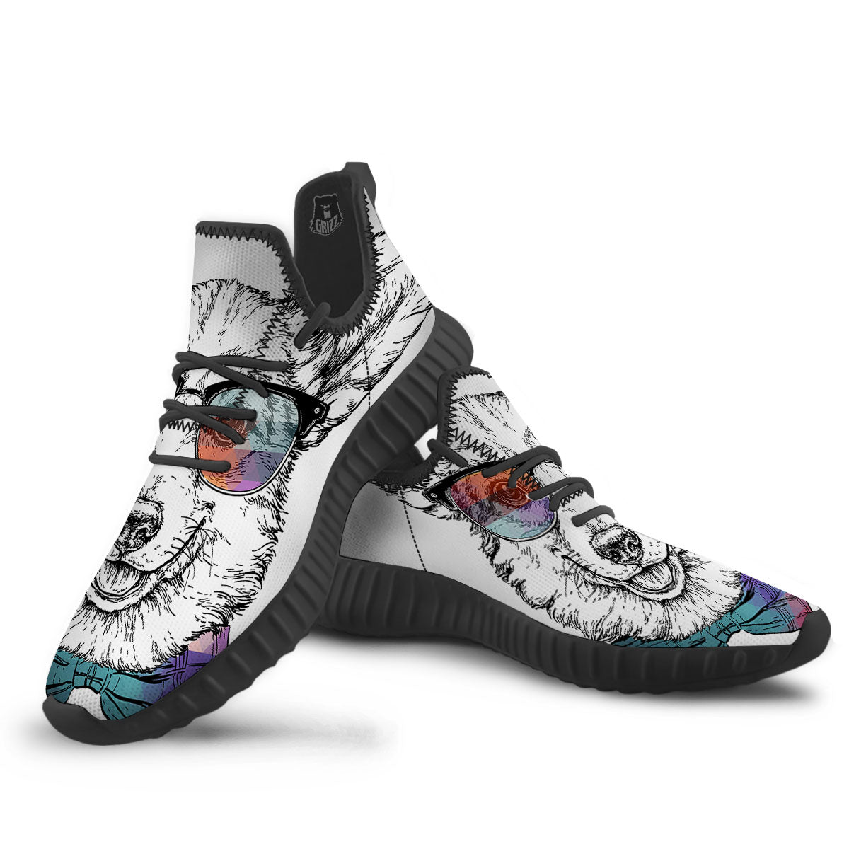 Pembroke Welsh Corgi Hipster Print Black Walking Shoes-grizzshop