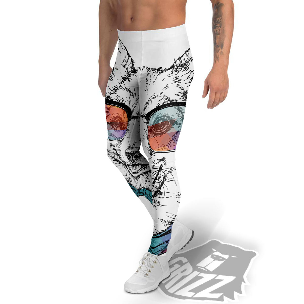 Pembroke Welsh Corgi Hipster Print Men's Leggings-grizzshop