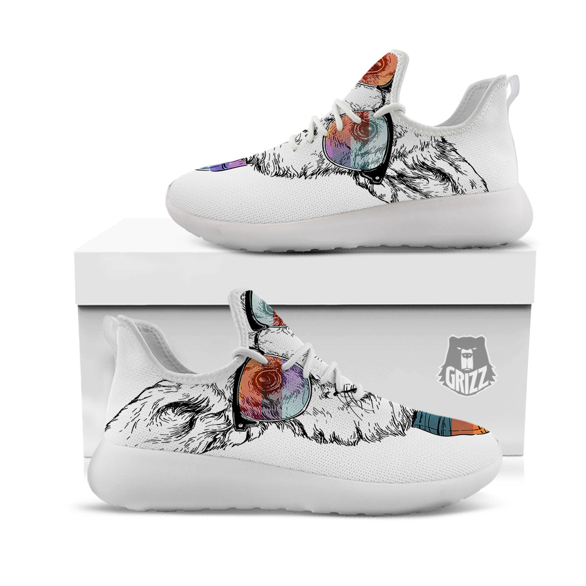 Pembroke Welsh Corgi Hipster Print White Athletic Shoes-grizzshop