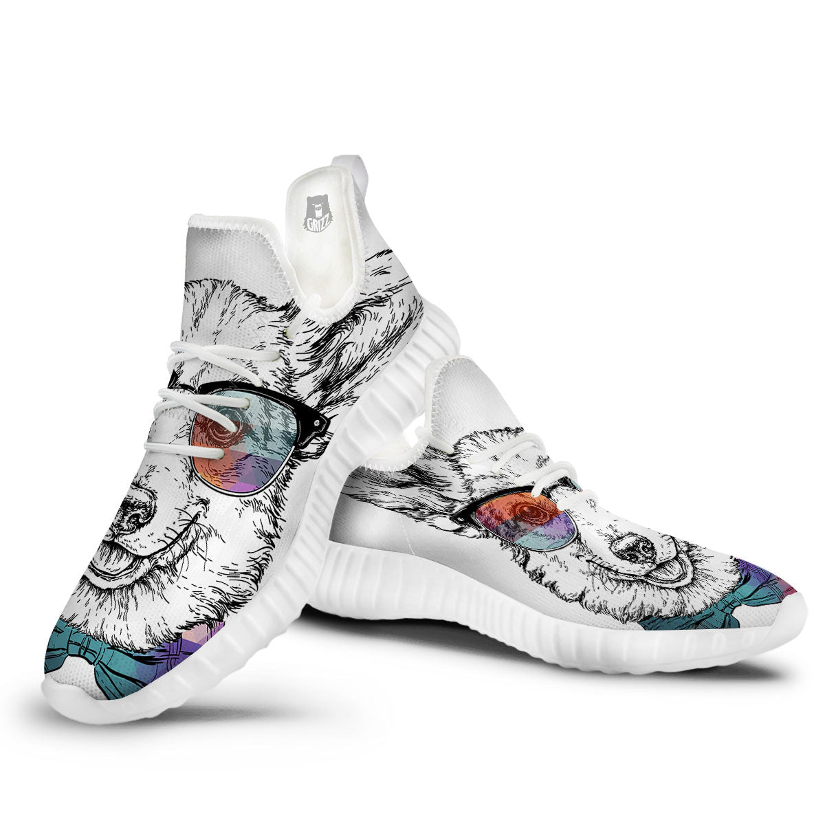 Pembroke Welsh Corgi Hipster Print White Walking Shoes-grizzshop