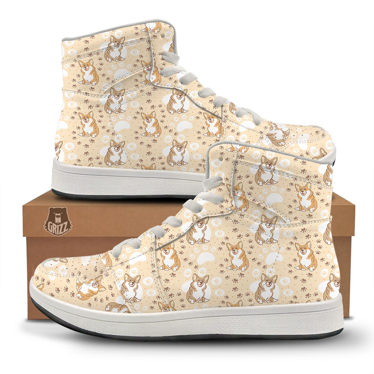 Pembroke Welsh Corgi Print Pattern High Top Sneakers-grizzshop