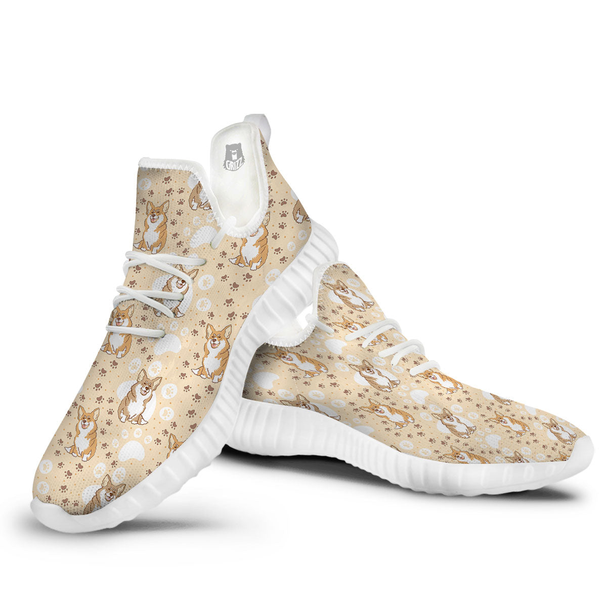 Pembroke Welsh Corgi Print Pattern White Walking Shoes-grizzshop